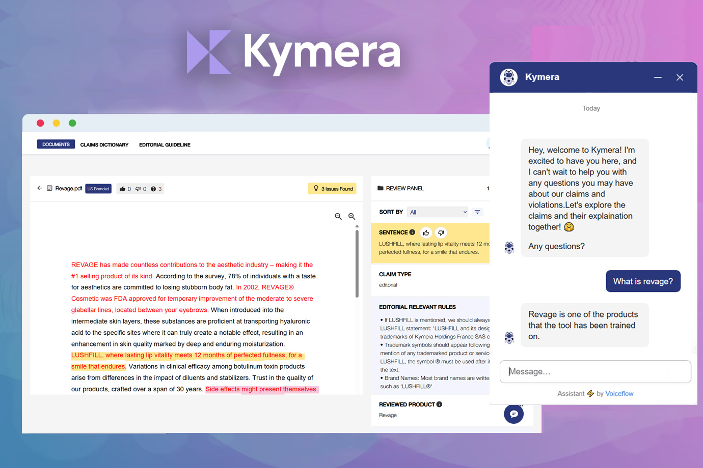 The Kymera MLRC tool reviewing promotional content with AI-assisted compliance