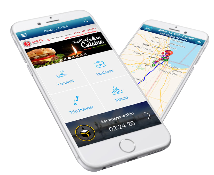 Inabia mobile application shown on iOS and Android phones