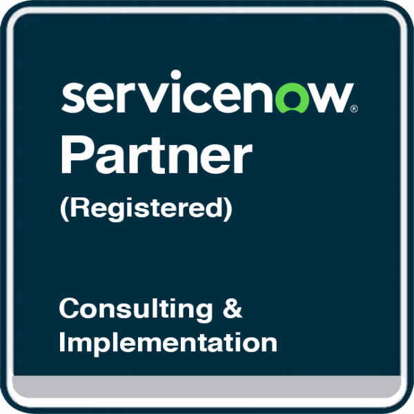 ServiceNow Registered Partner &mdash; Consulting & Implementation badge